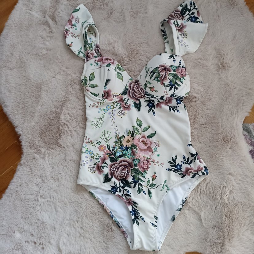 Çiçek Desenli Bohem Beyaz Mayo - Görsel 5