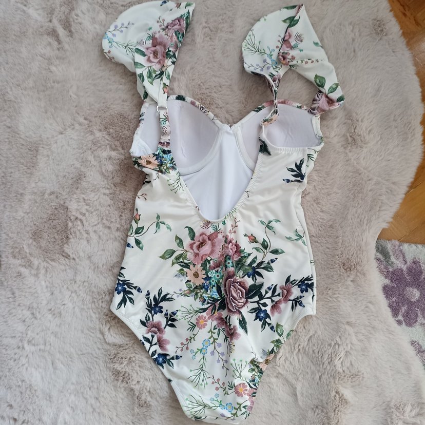 Çiçek Desenli Bohem Beyaz Mayo - Görsel 3