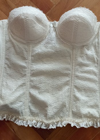 Beyaz Vintage Bohem Midi Büstiyer
