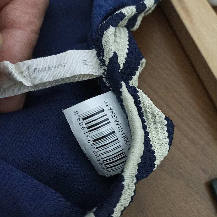 Lacivert Çizgili Bağcıklı Kadın Mayo - Görsel 4