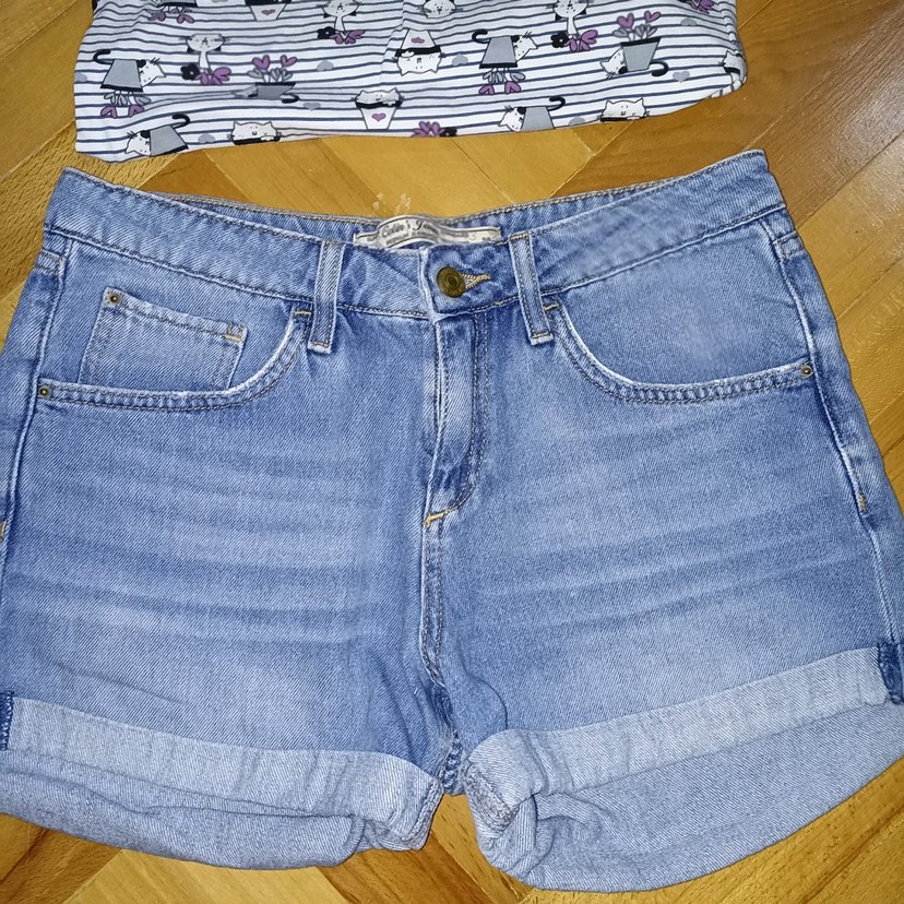 Kadın Mavi Denim Mini Şort - Görsel 3