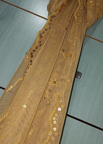 Bej Parlak Nakışlı Bohem Perde - Görsel 2