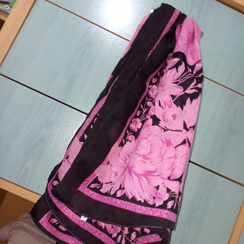 Pembe Siyah Desenli Bohem Kadın pareo - Görsel 5