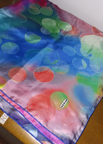 Renkli Parlak Kadın İpek Fular - Görsel 5