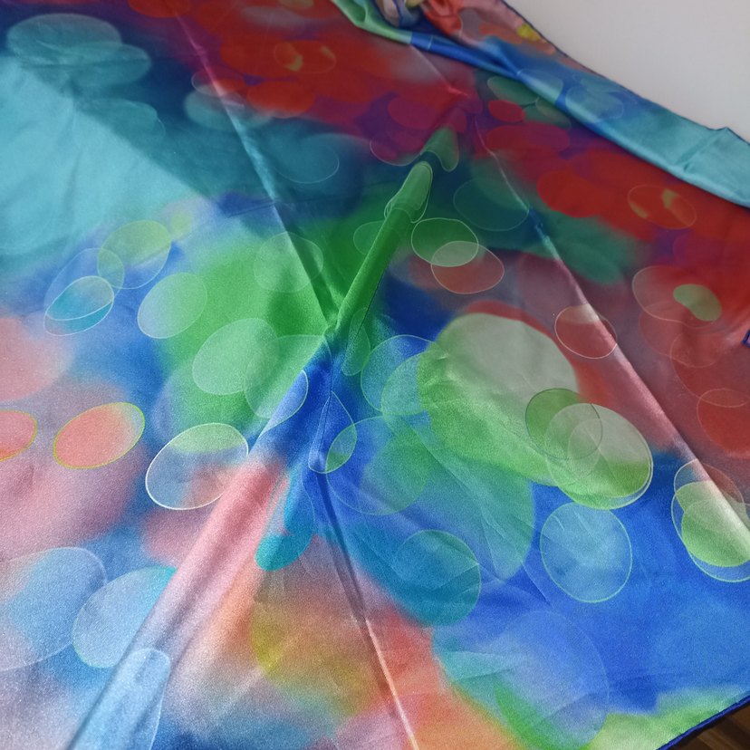 Renkli Parlak Kadın İpek Fular - Görsel 4