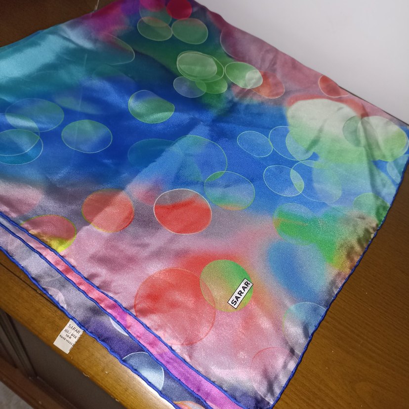 Renkli Parlak Kadın İpek Fular - Görsel 5