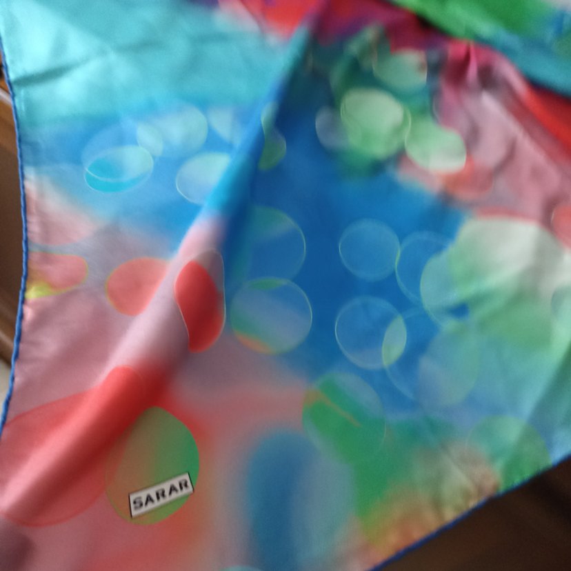 Renkli Parlak Kadın İpek Fular - Görsel 2