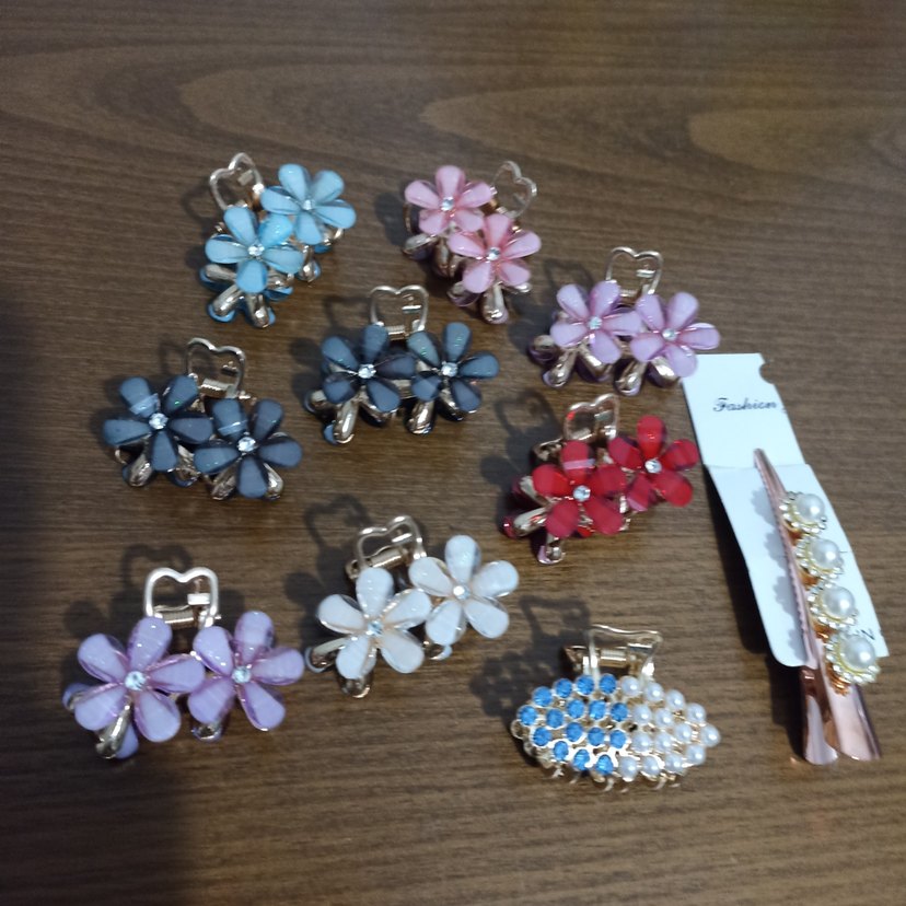 Renkli Boncuklu Çiçekli Saç Tokası - Görsel 2