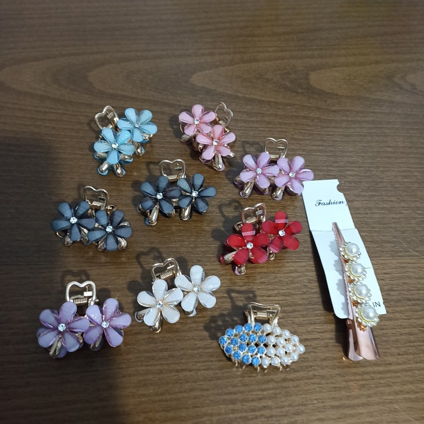 Renkli Boncuklu Çiçekli Saç Tokası - Görsel 3