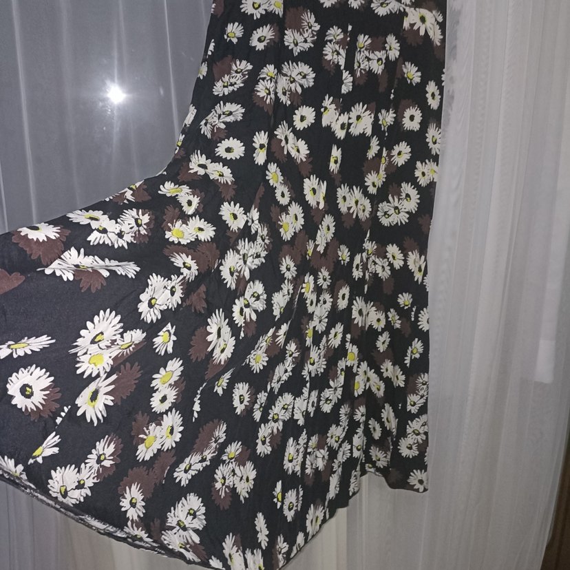 Bohem Pileli Uzun Etek, Papatya Desenli - Görsel 5