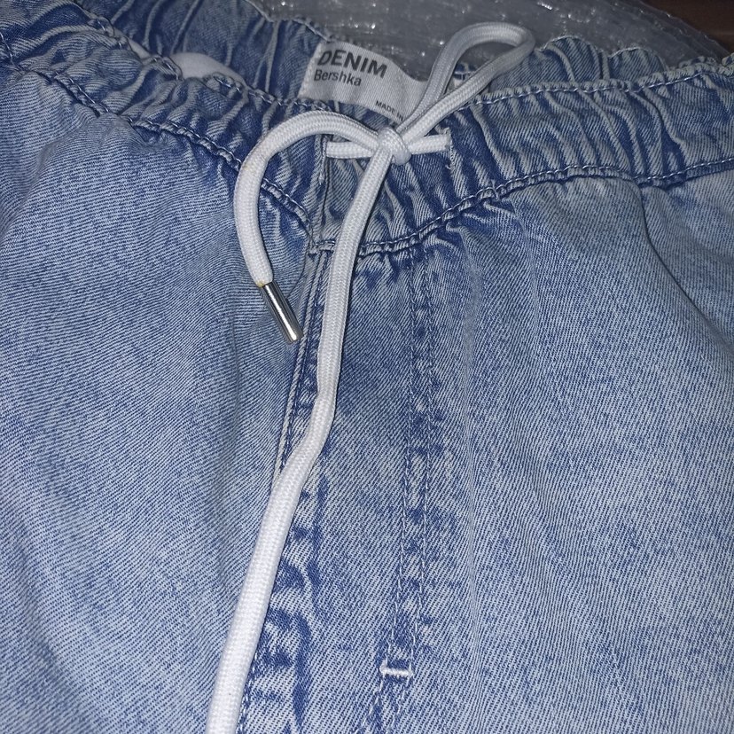 Düğmeli Mavi Kadın Bol Kesim Denim Pantolon - Görsel 4