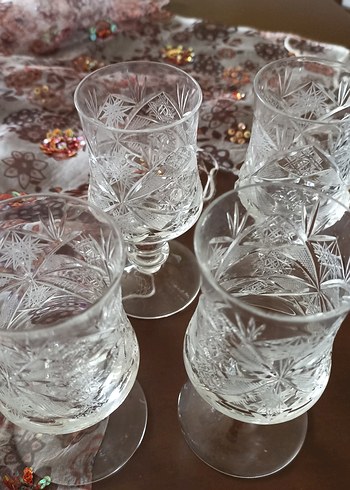 Oyma Desenli Kristal Kadeh Seti
