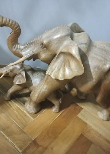 American Vintage Bej Gri Fil Figürleri