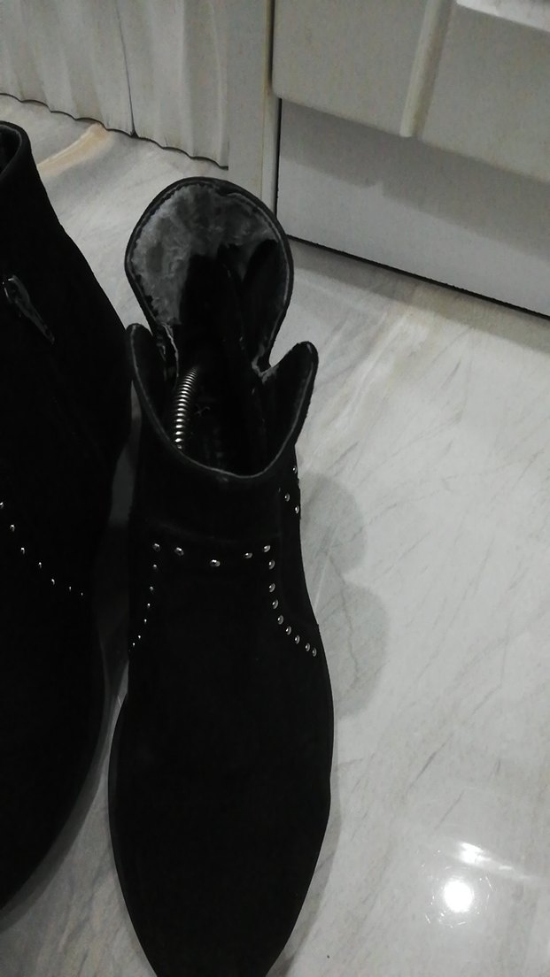 Siyah Süet Gotik Stiletto Topuklu Kadın Bot - Görsel 4