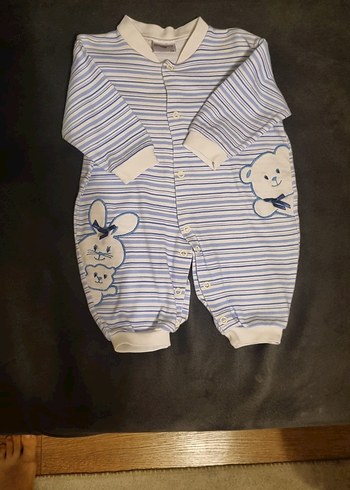 Mavi Nakışlı Erkek Bebek Tulum