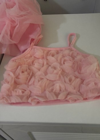 Kız Çocuk Pembe Fırfırlı askılı alt Üst - Görsel 4