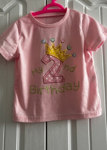 Kız Çocuk Pembe Baskılı Kısa Kollu Tişört - Görsel 2