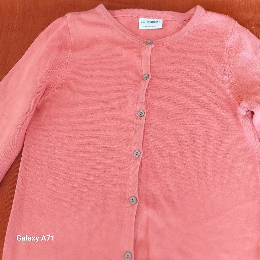 LC Waikiki Kız Çocuk Pembe Düğmeli Yün Hırka - Görsel 2