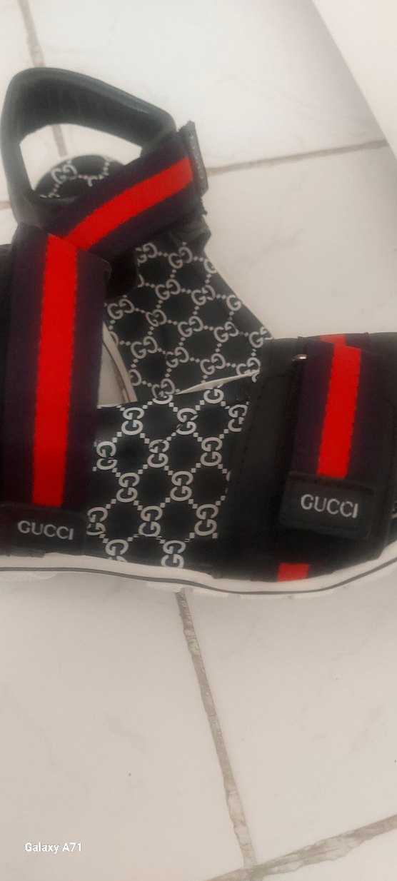 Kırmızı Baskılı Gussi marka deri Sandalet - Görsel 2