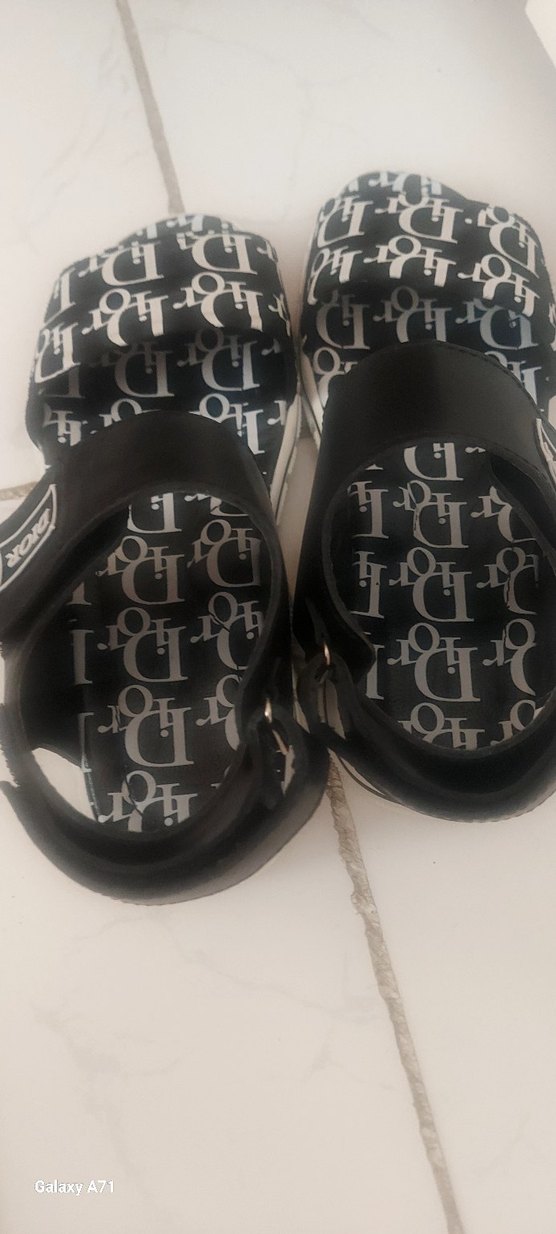 Dior Baskılı Siyah Kadın sandalet deri - Görsel 3