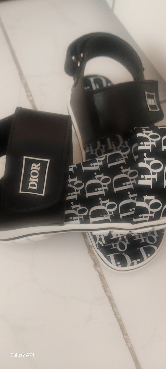 Dior Baskılı Siyah Kadın sandalet deri - Görsel 2