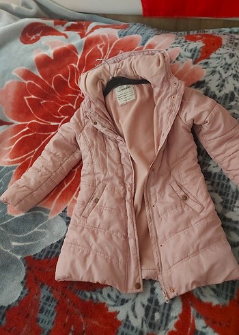 Düğmeli Pembe Kız Çocuk Mont - Görsel 2