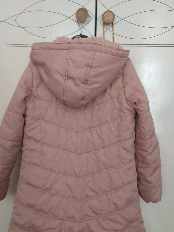 Düğmeli Pembe Kız Çocuk Mont - Görsel 3