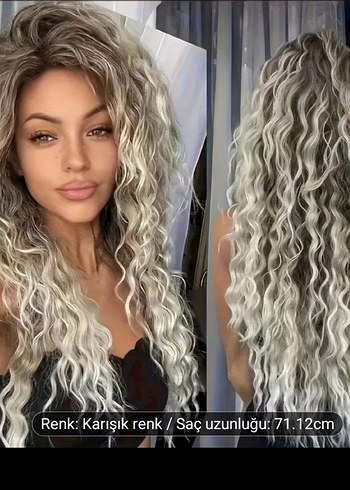 Gri Kürklü Pamuklu Kadın peruk - Görsel 2