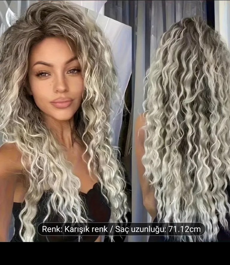 Gri Kürklü Pamuklu Kadın peruk - Görsel 2