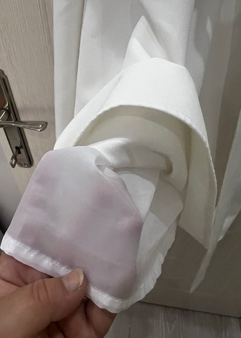 42 Beden beyaz Renk Beyaz V Yakalı Kemerli Mini Elbise