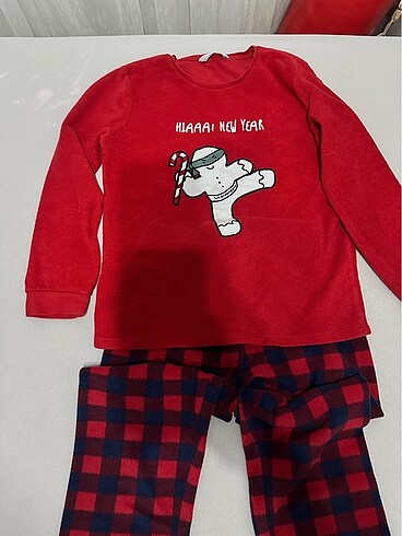 9 Yaş Beden kırmızı Renk Erkek çocuk polar pijama takımı
