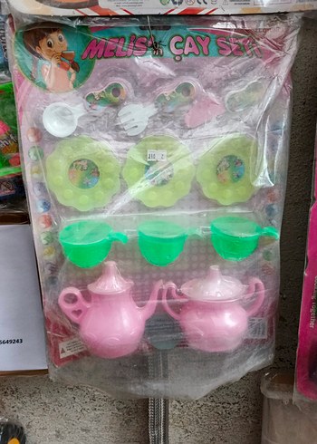 Renkli Oyuncak Çay Seti Yeşil bardak ve altlikli - Görsel 2