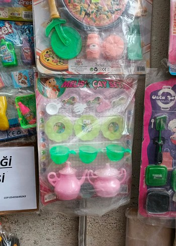 Renkli Oyuncak Çay Seti Yeşil bardak ve altlikli - Görsel 3