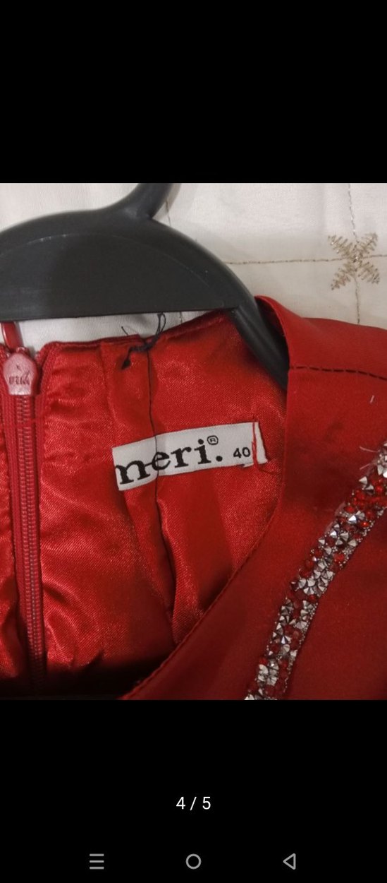 Bordo Uzun Kollu İşlemeli Kadın Elbise - Görsel 4