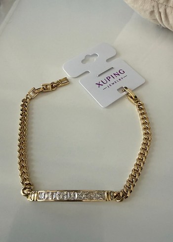 Xuping 14 k Altın Renk Zincir Detaylı Bileklik