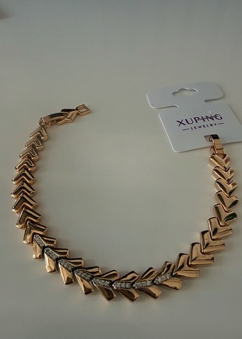 Xuping 14 k Zincir Detaylı rose Renk Kadın Bileklik
