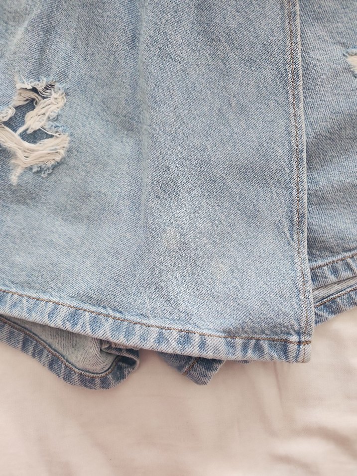 Mavi Düğmeli Kadın Mini Denim Şort etek - Görsel 3
