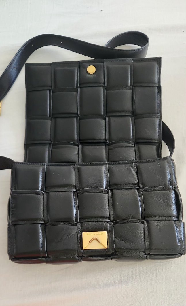 Siyah Kareli Deri Tokalı Kadın Çanta - Görsel 3