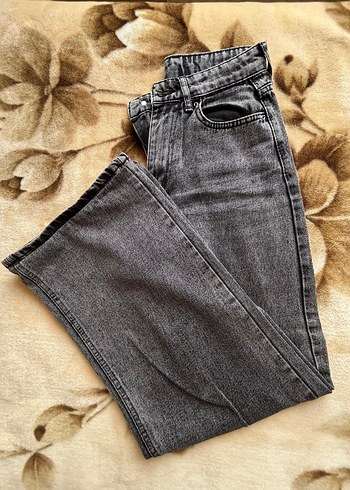 Gri Kadın Salaş Midi Boy Denim Pantolon - Görsel 4
