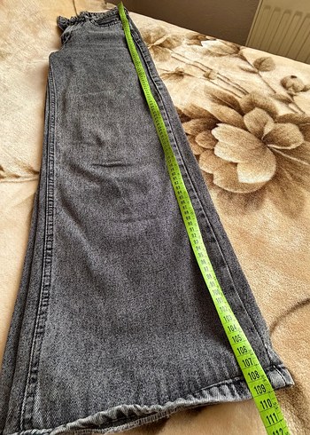 Gri Kadın Salaş Midi Boy Denim Pantolon - Görsel 5