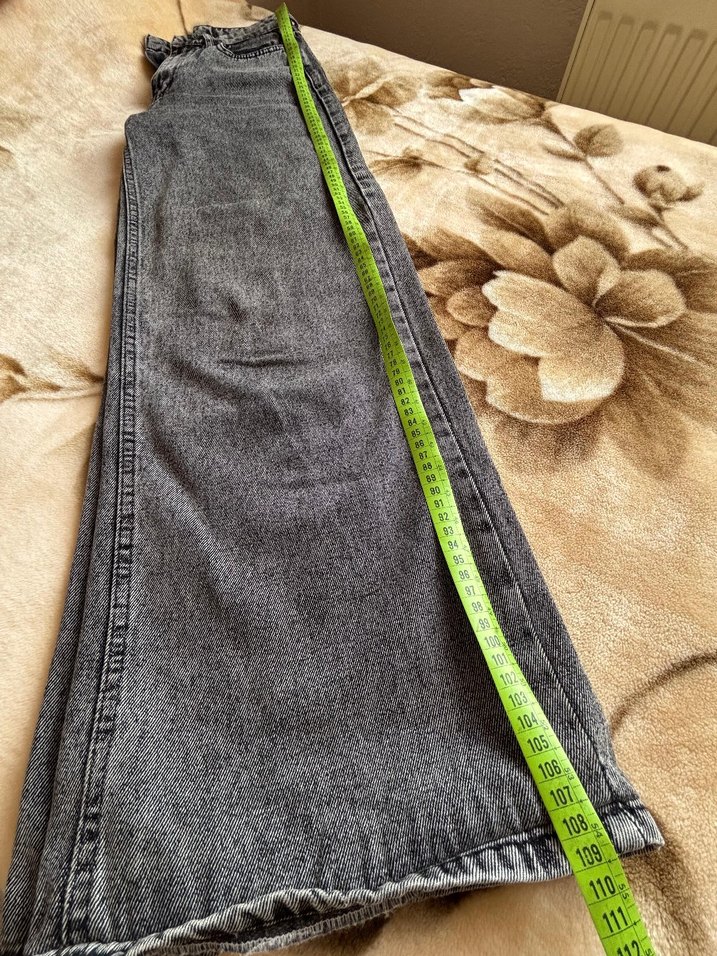 Gri Kadın Salaş Midi Boy Denim Pantolon - Görsel 5