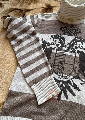 Vintage Kahverengi Dik Yaka Kadın Triko Kazak - Görsel 8