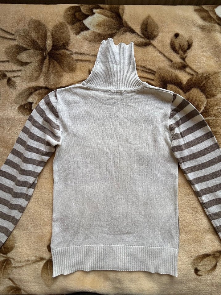 Vintage Kahverengi Dik Yaka Kadın Triko Kazak - Görsel 5