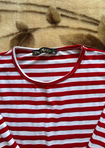 ÇİZGİLİ FIRFIRLI KIRMIZI TUNİK - Görsel 2