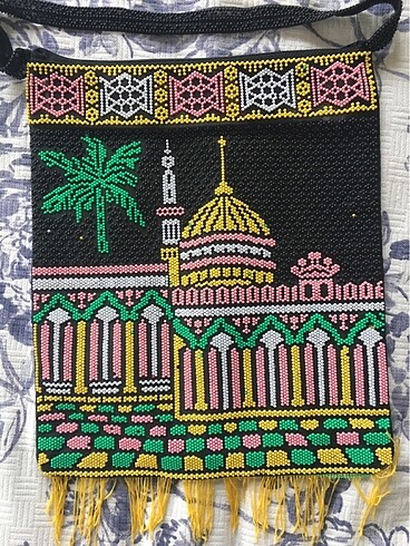 Diğer Cami desenli boncuklu vintage çanta