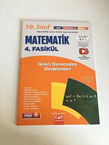 10.sınıf çap ikinci dereceden denklemler