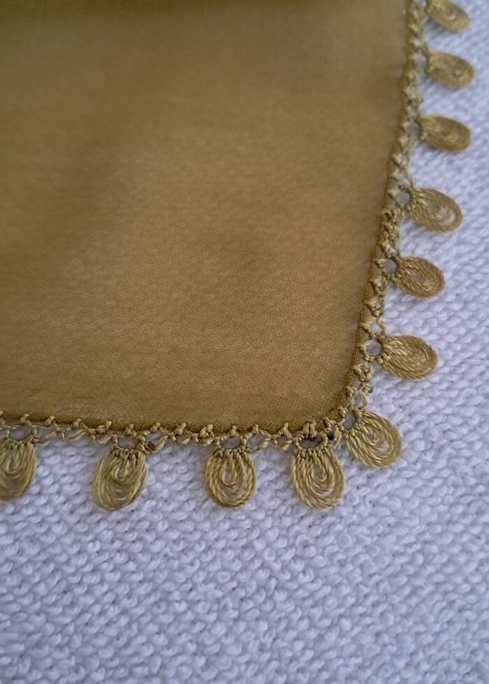 İğne oyası düz yeşil renk çember yazma - Görsel 4