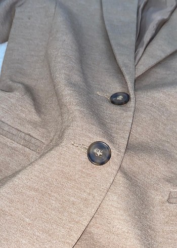 s Beden camel Renk Bej Kadın Düğmeli Blazer Ceket
