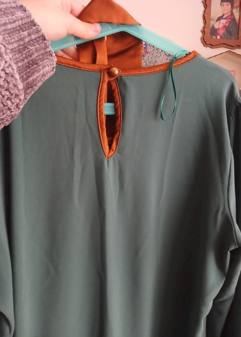 Turkuaz Bohem Uzun Kollu Midi Tunik - Görsel 4