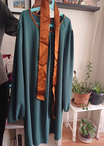 Turkuaz Bohem Uzun Kollu Midi Tunik - Görsel 3